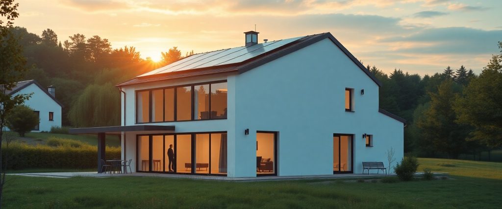 Pasivna montažna hiša z sončnimi paneli v Sloveniji