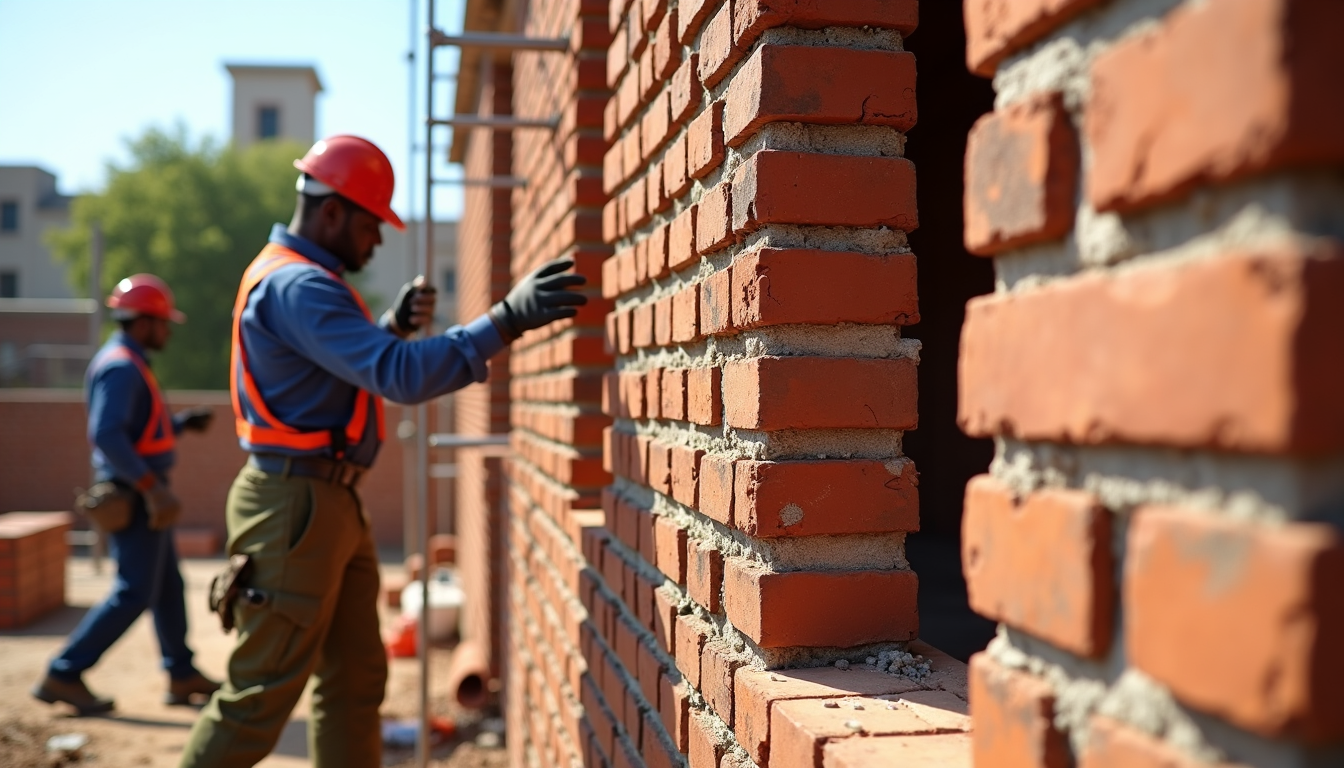 Zidava zunanjih sten z opeko in malto.