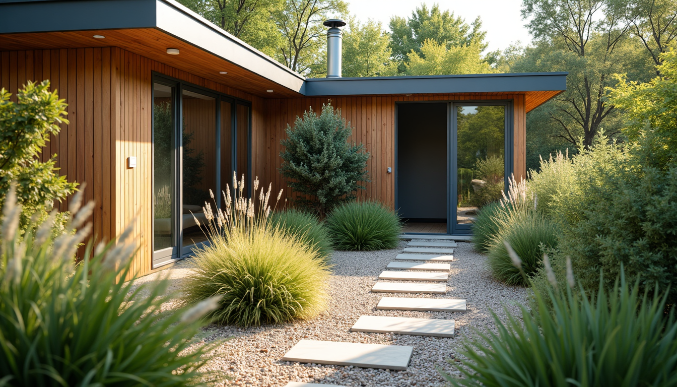 montažna hiša vrt z zelenim pasom in urejeno okolico